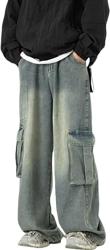 Y2k Cargo Jeans Baggy Jeans Men Hip Hop Demin Cargo Pants Grunge Jnco Jeans Loose Fit Parachute Jeans