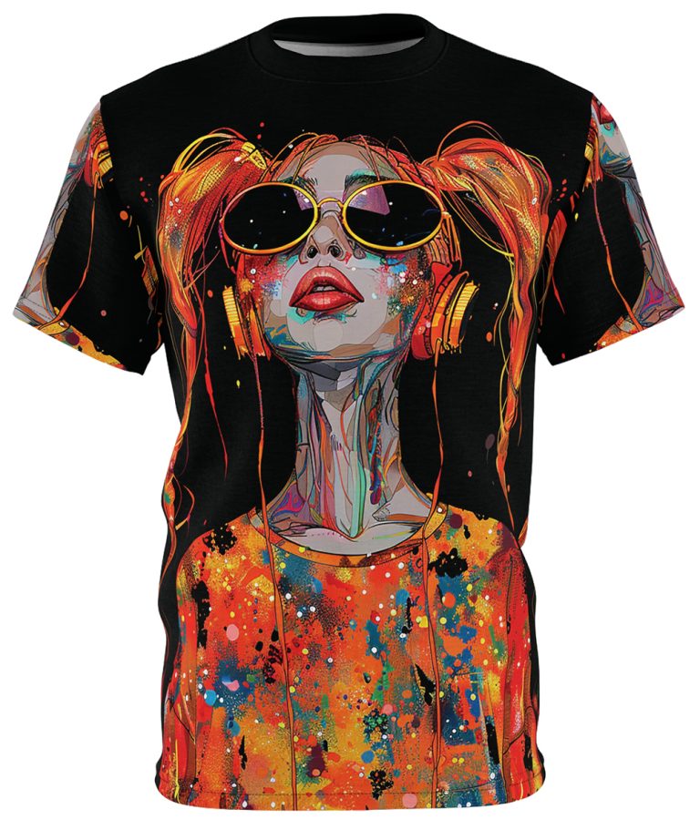 Nziza Girl Tangerine Techno All Over Print Graphic Tees