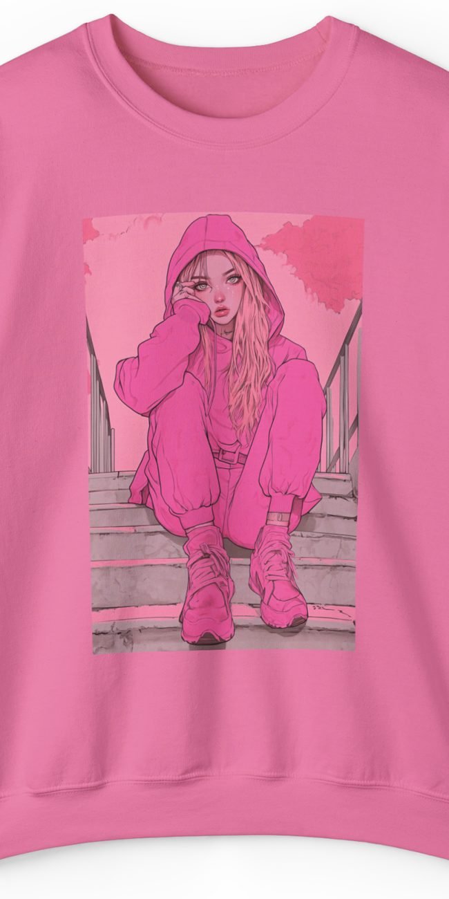 Nziza Girl Anime Girl Pink Sweatshirt