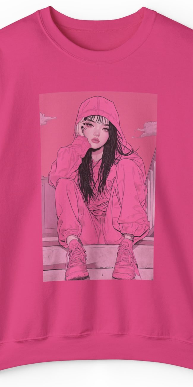 Nziza Girl Anime Girl Pink Sweatshirt