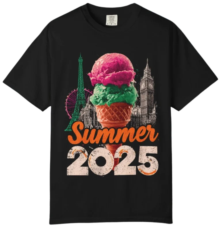 Summer 2025 Retro Neon Pop Art Vintage Style Ice Cream T-Shirt