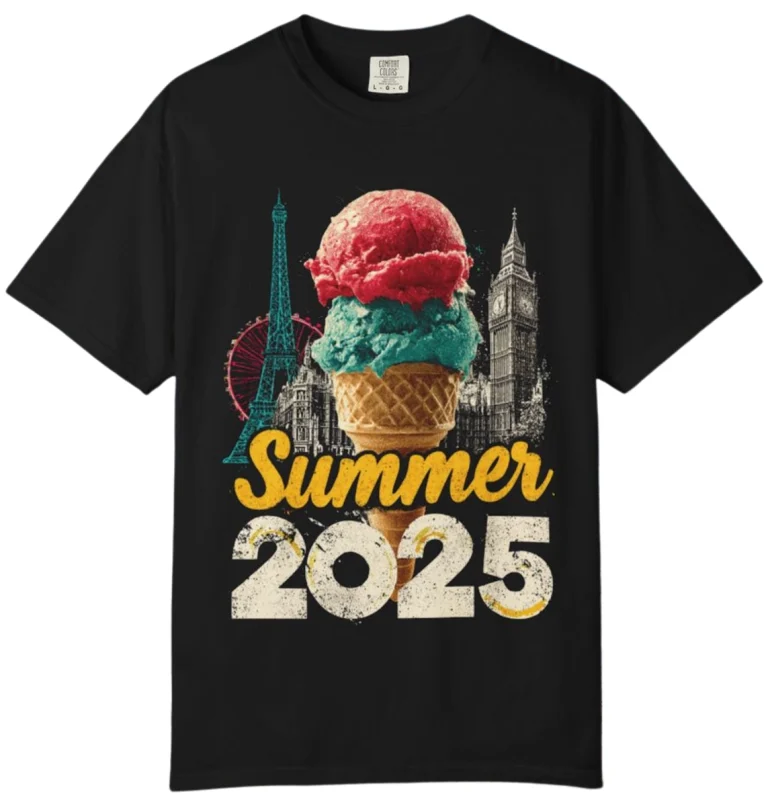 Summer 2025 Vintage Style Retro Neon Pop Art Ice Cream T-Shirt