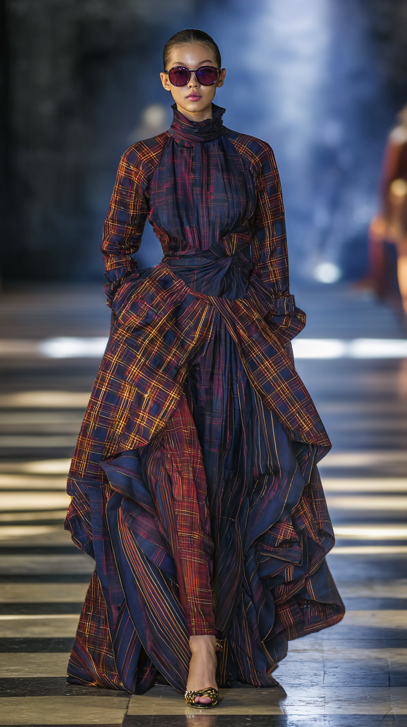 Read more about the article Bold Plaid Couture Dresses – Destiny-Inspired Runway Drama in Modern Fashion